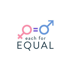 Each for equal logo design for celebrating International Woman day at march 8th. vector illustration.