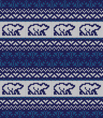 Knitted winter patten polar bears