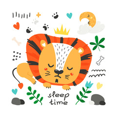 Cute poster with lion.