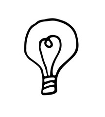 Light bulb icon idea symbol sketch in vector. Hand-drawn doodle sign