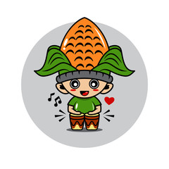 Corn mascot cute character activity illustration vector