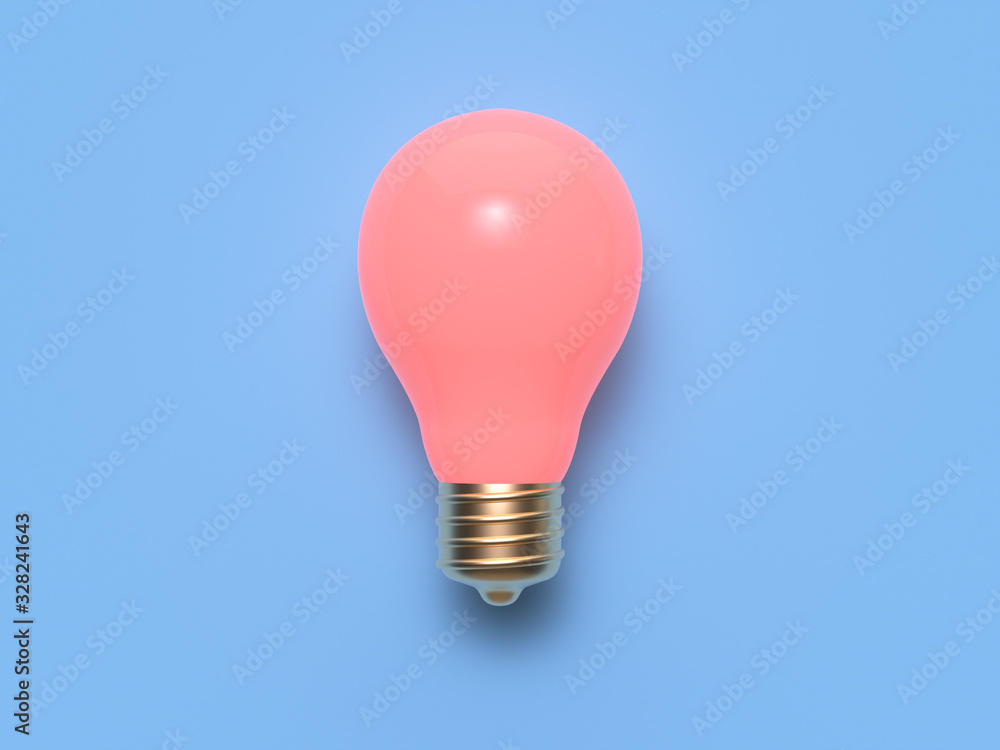 Wall mural pink lamp blue background 3d render