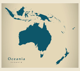 Modern Map - Oceania map complete vector illustration