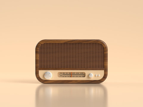 wooden vintage radio 3d rendering
