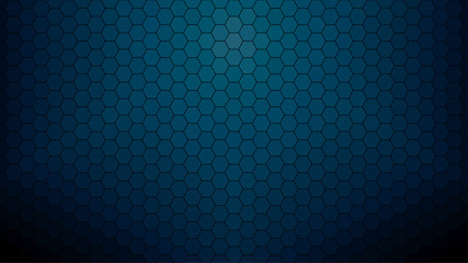 Dark blue hexagonal clear background for business presentation. HD 16x9 vector pattern. - 328242238