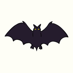 Black bat silhouette, hand drawn doodle gravure vintage style, sketch,  vector illustration