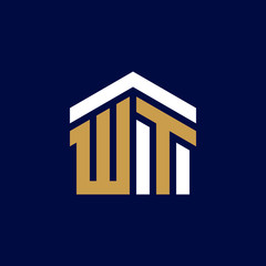 Initial Letters WT House Logo Design