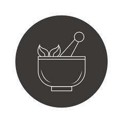 Mortar and pestle pharmacy line icon