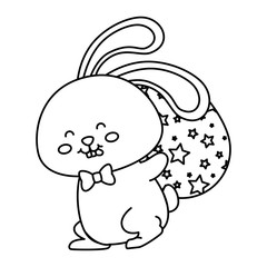 cute rabbit with egg easter isolated icon vector illustration design