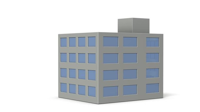3Dレンダリング_回転するミニチュアのオフィスビル