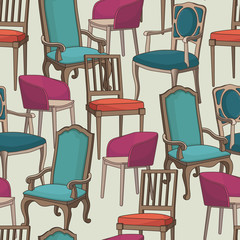 Vector seamless pattern with armchairs