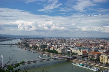 cityscape view of Danube river with beautiful sky in Budapest