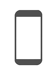black smartphone with blank screen isolated on white