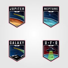 set of space landscape planet logo vector, premium badges space logo