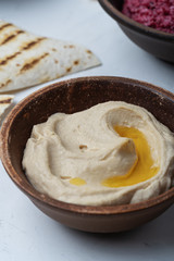 Healthy snack, dip. Hummus