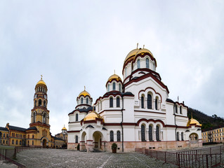 Fototapeta na wymiar Novo-Athos monastery in Abkhazia in winter