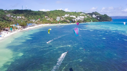 Coastal Resort Scenery of Boracay Island, Philippines, a Tourism Destination for Summer Vacation in...