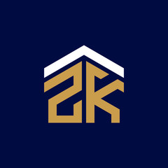 Initial Letters ZK House Logo Design
