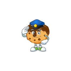 A character design of chocolate chips with cream working as a Police officer
