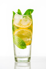 Cold summer drink on white background