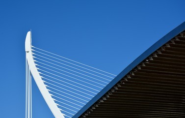 Fototapeta na wymiar blue roof and white pillar of modern building