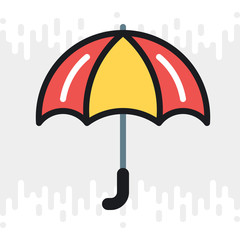 Umbrella, parasol or umbel icon for weather forecast application or widget. Color version on light gray background