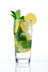 Cold summer drink on white background