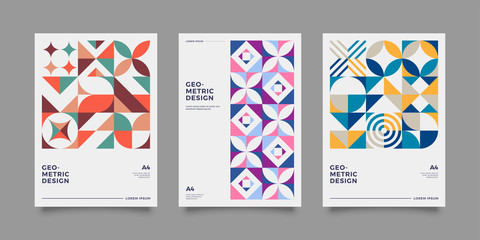 Fototapeta premium Set of Retro Geometric shape for your design. Applicable for Banners, Cover, Placards, Posters, Flyers etc. Eps10 vector