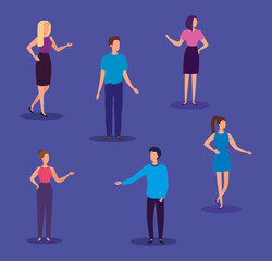 group of business people avatar characters vector illustration design