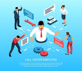 Call Center Employee Infographic Composition 