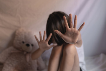 traumatized children concept. stop violence and abused children.