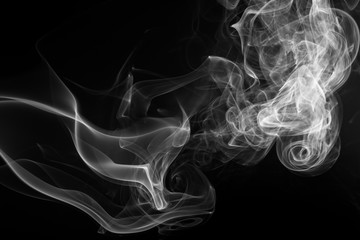 White smoke abstract on black background, fire design