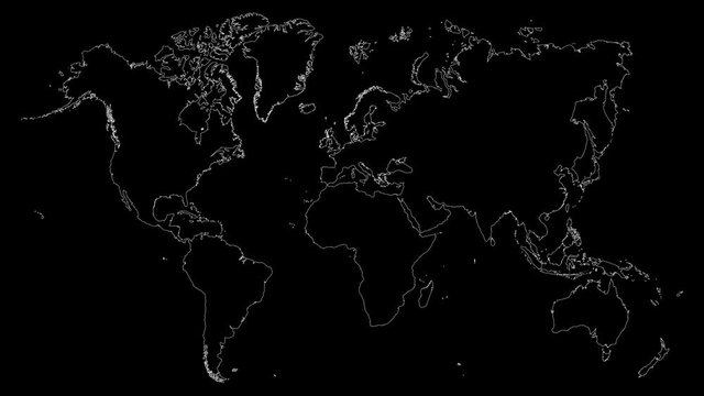 World continent map outline animation