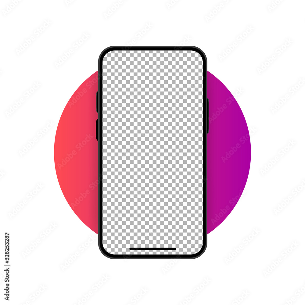 Aufkleber smartphone blank screen on white background. modern design. device mockup. ui and ux design interfac