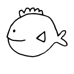Vector drawing. Cute doodles. Marine underwater inhabitants world