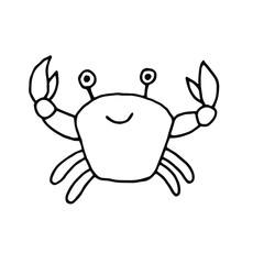 Vector drawing. Cute doodles. Marine underwater inhabitants world