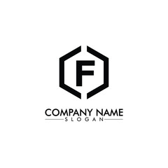 Obraz premium hexagon shape with F letter company name logo design vector