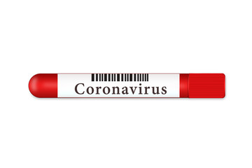 Test tube on a white background with the result of 2019-nKoV coronavirus.Pandemic infection concept