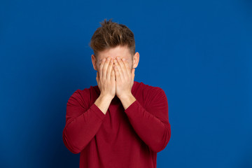 Attractive young guy with a red T-shirt
