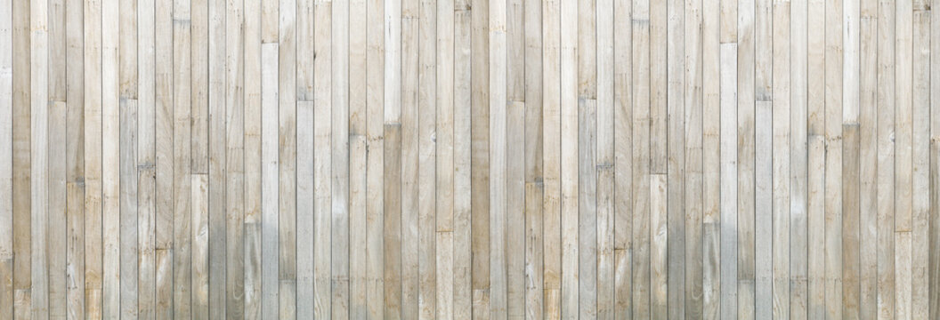 Panorama long and big file of natural rustic teak wood wall background for vintage design purpose