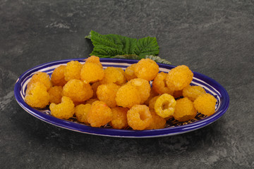 Sweet ripe tasty yellow raspberry