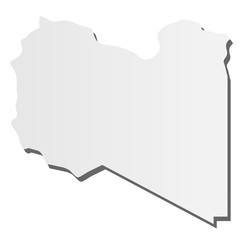 Libya - grey 3d-like silhouette map of country area with dropped shadow. Simple flat vector illustration