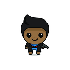 cute kawaii cowboy character logo icon design vector illustration