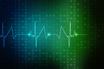 Naklejka premium Heart with cardiogram - 2D illustration