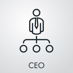 Símbolo CEO. Icono plano lineal diagrama de flujo en fondo gris