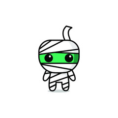 Obraz premium cute kawaii mummy character logo icon design vector illustration