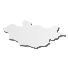 Mongolia - grey 3d-like silhouette map of country area with dropped shadow. Simple flat vector illustration