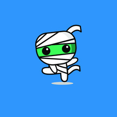 cute kawaii mummy character logo icon design vector illustration