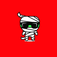 cute kawaii mummy character logo icon design vector illustration