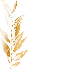 Golden leaf isolated on a white background. Wedding invitation.